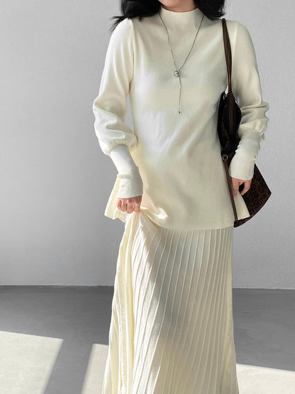 【cimz6652】實拍氣質半高領/V領燈籠袖極簡氣質針織衫251128