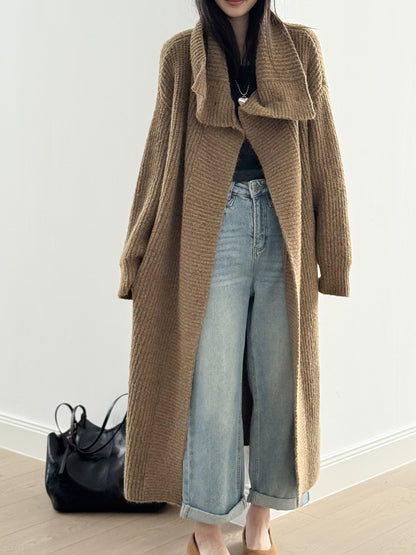 【Y913】實拍大翻領長針織大外套251106