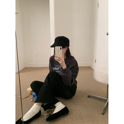 【H560】實拍加厚磨毛高腰微喇牛仔褲251021