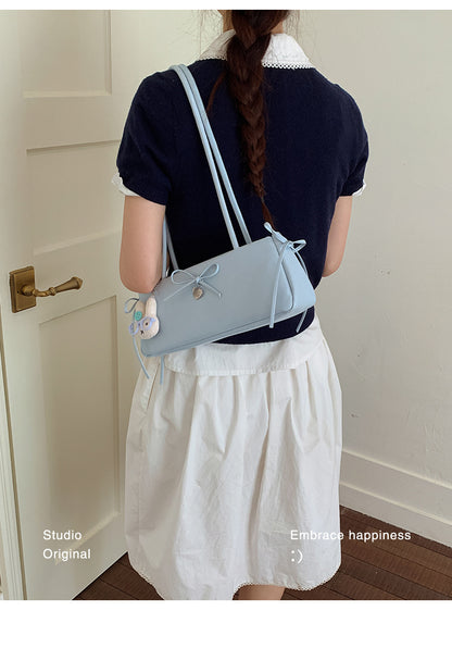 【BYMM1732】浪漫芭蕾女伶🩰少女心蝴蝶結軟皮大容量通勤單肩法棍包260501