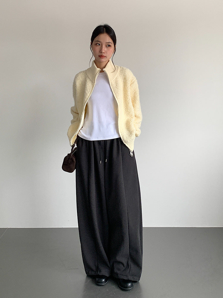 【LD11015】實拍雙頭拉鍊毛絨半高領加厚針織毛衣外套251110