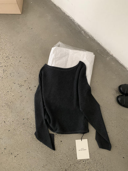 【LS01521】實拍IMISS自在日常・兩穿斜肩寬鬆長袖針織衫261006