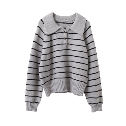 【LD11063】實拍復古條紋加厚棉羊絨針織毛衣251209