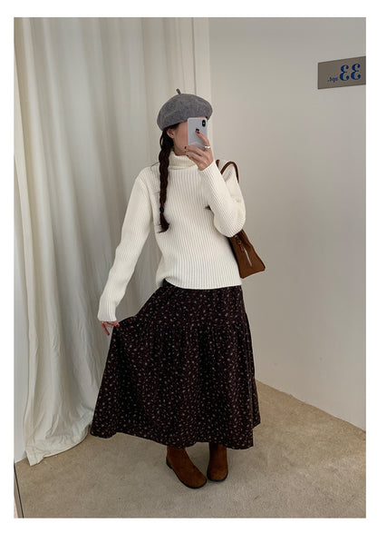 【H5490】實拍日系清新小碎花鬆緊腰長裙（棉）251109