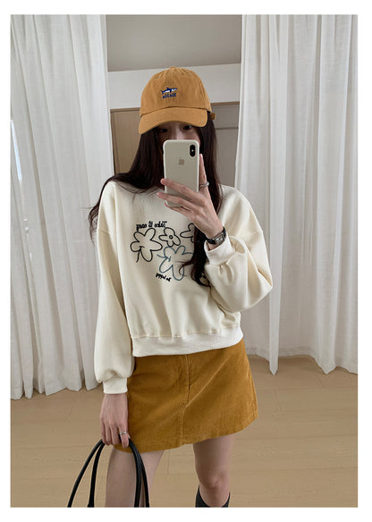 【H563】實拍秋冬刺繡花朵長袖衛衣251021