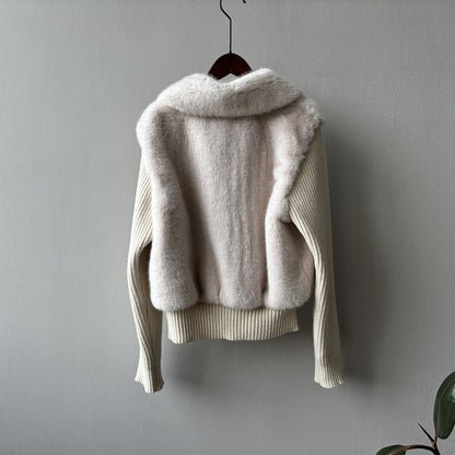 【YH8309】實拍高質感時髦仿皮草拼接針織假2件毛毛外套251113