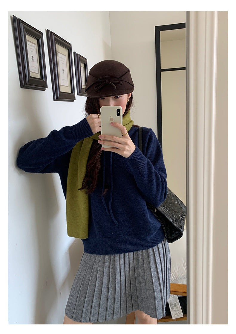 【H5518】實拍復古中性條紋針織衫＋針織百褶裙251125