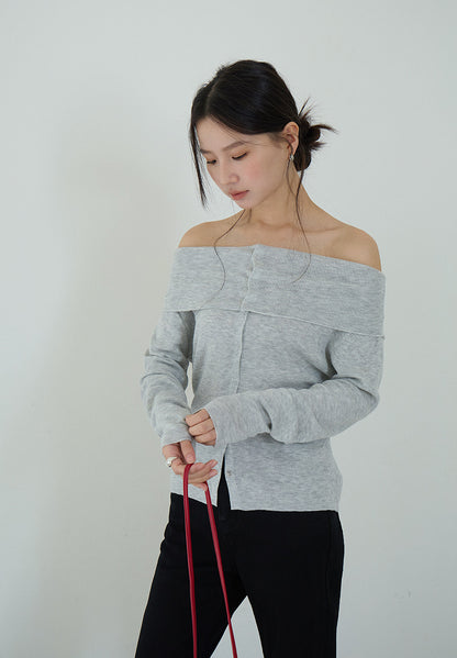 【LD11161】實拍氣質女神款！羊毛6%露肩長袖排扣針織衫260309