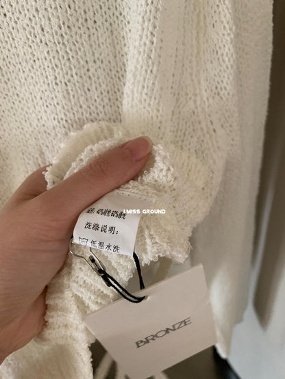 【L991215】實拍秋季簡約後綁帶長袖針織衫250923