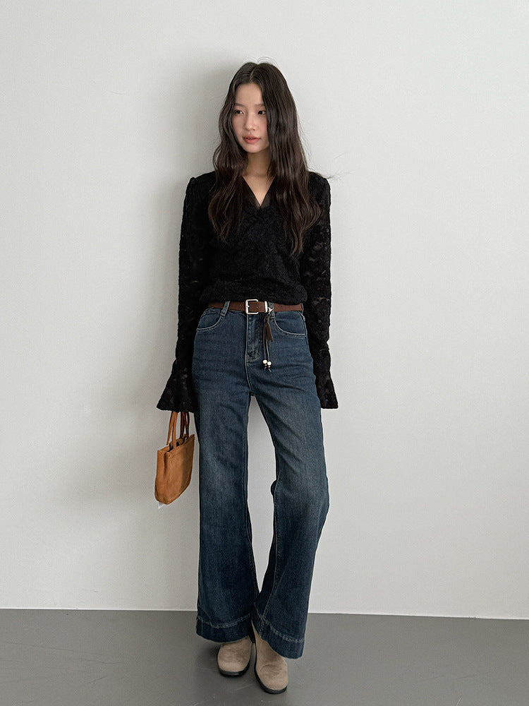 【LD3286】實拍S~XL冬季植絨加絨高腰彈力牛仔褲+鑰匙扣251103