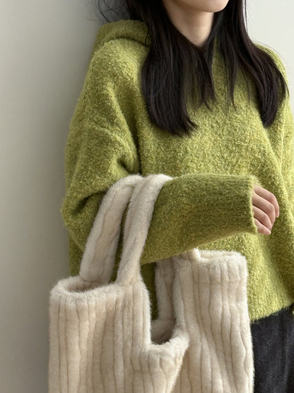 【Y2188】實拍冬季圈圈絨可愛連帽針織毛衣251106