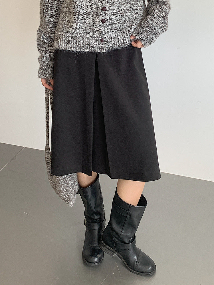 【LD3300】實拍S~XL韓版高腰顯瘦毛呢A字裙＋腰帶251103