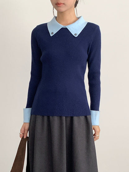 【LD11026】實拍絕美法式針織坑條假2件針織衫251124