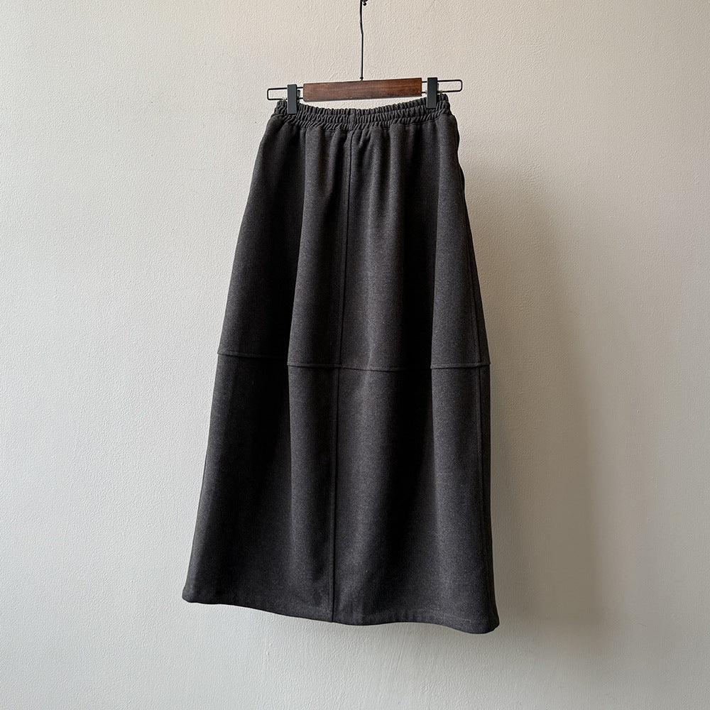 【Y82671】 實拍秋冬氣質花苞毛呢A字裙251023