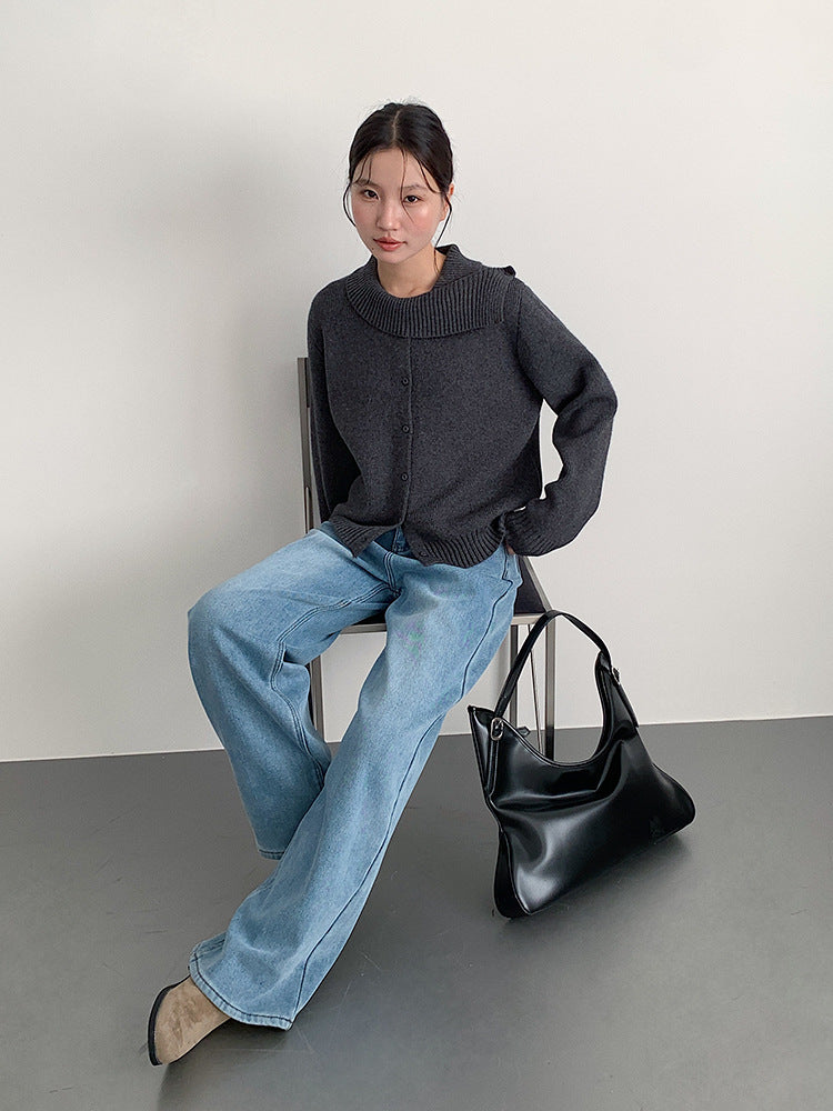 【LD11010】實拍S~XL復古加絨加厚高腰直筒牛仔褲251110