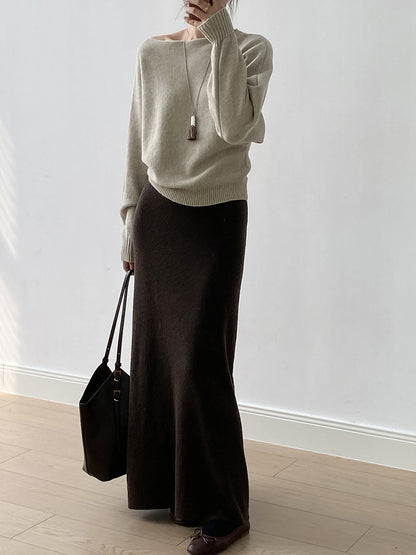 【YP682】 實拍高腰軟糯垂感針織長裙251023