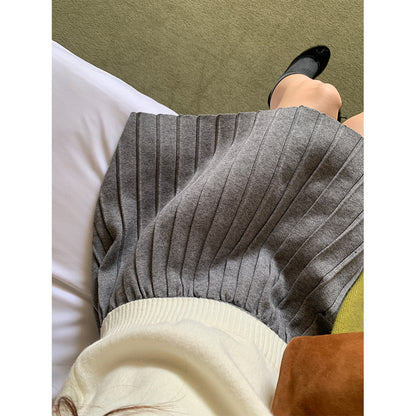 【H5518】實拍復古中性條紋針織衫＋針織百褶裙251125