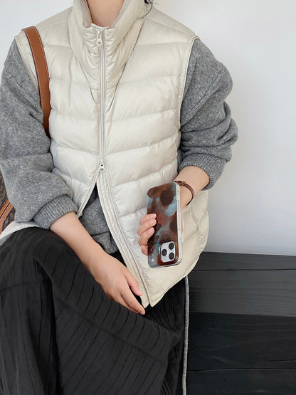 【cimz6377】實拍立領排骨雙頭拉鏈羽絨背心(90白鴨絨)251120