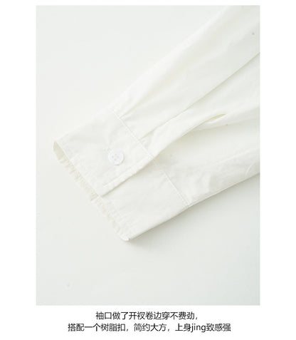 【H5422】實拍法式前襟小刺繡長袖襯衫250909