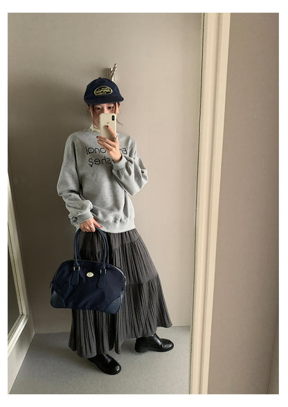 【H5476】實拍秋冬質感簡約細摺鬆緊腰a字傘裙251109