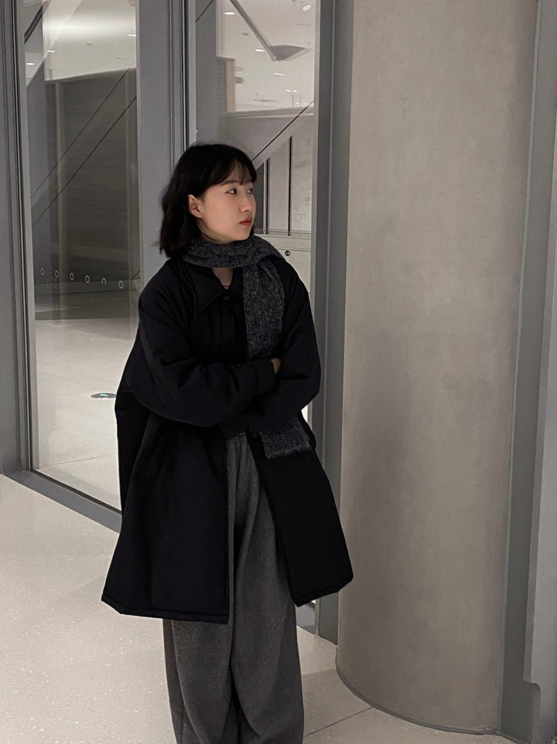 【cimz1235】 雪山奶糖 Muji 風輕薄初冬簡約廓形寬鬆棉服外套260108