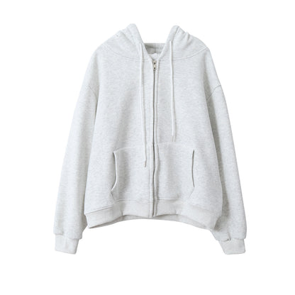 【LD11030】實拍冬季慵懶加絨加厚連帽衞衣外套251124