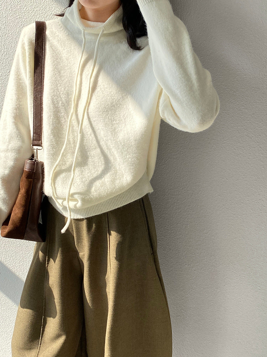 【cimz1374】實拍極簡淨色高領抽繩針織毛衣251120