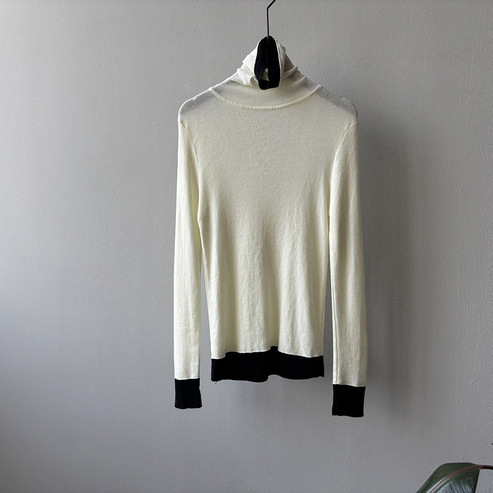 【Y352】實拍撞色高領針織衫（含羊毛10%)
251106