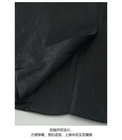 【H5398】實拍韓系高級感黑色皮衣西裝外套250902