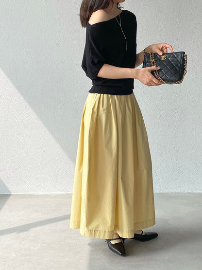 【cimz1815】實拍日系慵懶氛圍感✨百搭壓褶氣球花苞廓形長裙260409