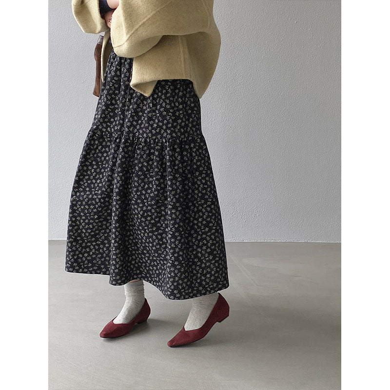 【cimz1729】實拍復古時髦碎花加絨長裙251128