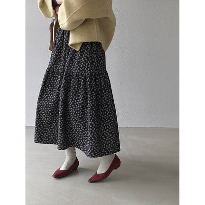 【cimz1729】實拍復古時髦碎花加絨長裙251128