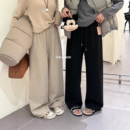 【L1185】實拍檸檬秋冬簡約羊絨抽繩直筒休閒褲251117