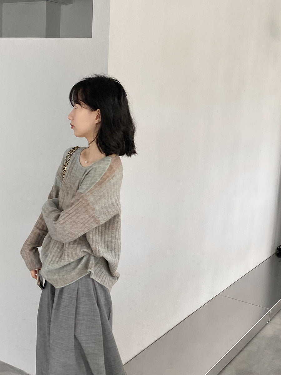 【cim0679】實拍韓國彩虹漸變長袖針織衫（羊毛11%)251114