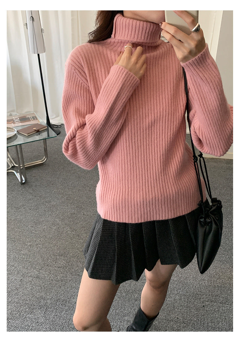 【H5484】實拍秋冬加厚慵懶高領針織毛衣251109