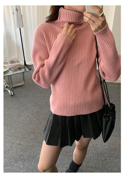 【H5484】實拍秋冬加厚慵懶高領針織毛衣251109