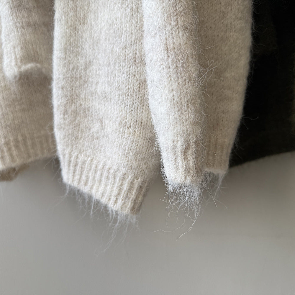 【Y25805】 實拍溫柔軟糯V領毛衣+針織披肩(含羊毛3％）251023