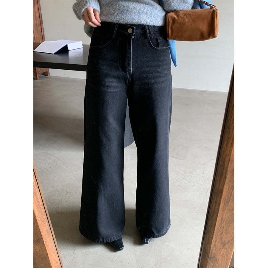 【H5509】實拍S~XL復古加絨加厚高腰直筒牛仔褲251118