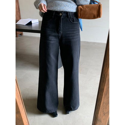 【H5509】實拍S~XL復古加絨加厚高腰直筒牛仔褲251118