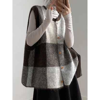 【YP2576】 實拍日系復古格子針織馬甲(含羊毛3%) 251023
