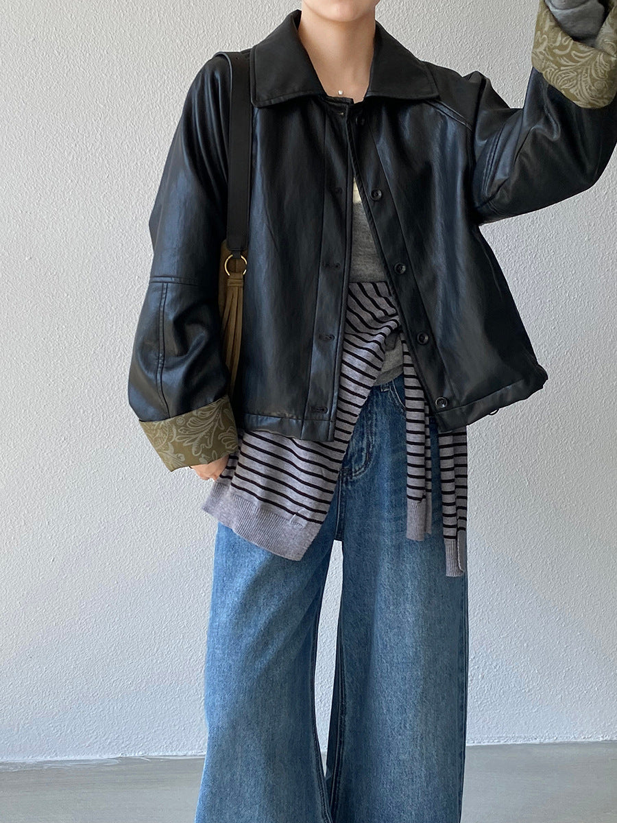 【cimz1667】實拍個性復古黑色工裝皮衣外套251120