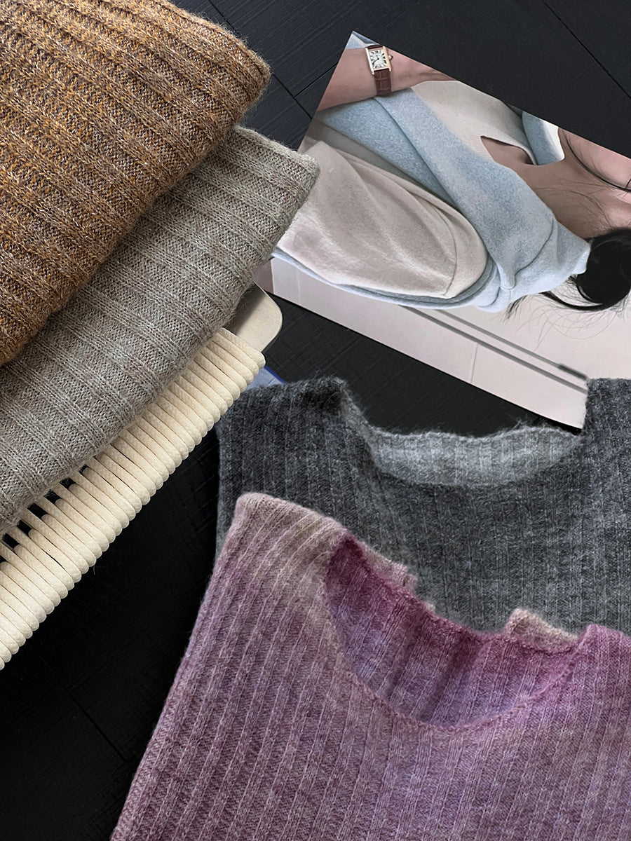 【cim0679】實拍韓國彩虹漸變長袖針織衫（羊毛11%)251114