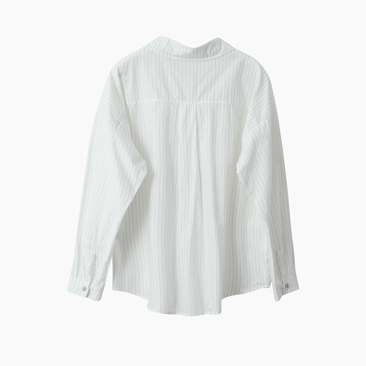【LD003】實拍中性棉100氣質寬鬆條紋襯衫251103