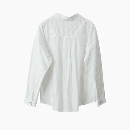 【LD003】實拍中性棉100氣質寬鬆條紋襯衫251103