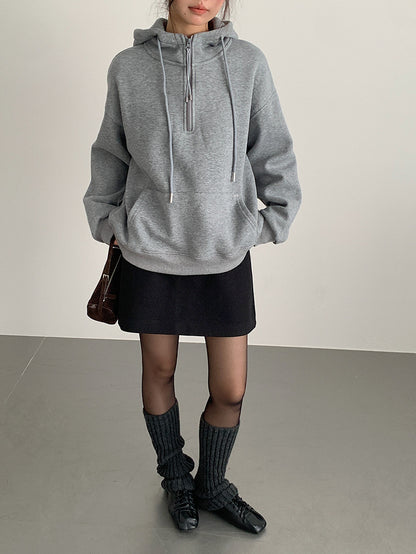 【LD11064】實拍慵懶灰色加絨加厚連帽寬鬆衞衣251209