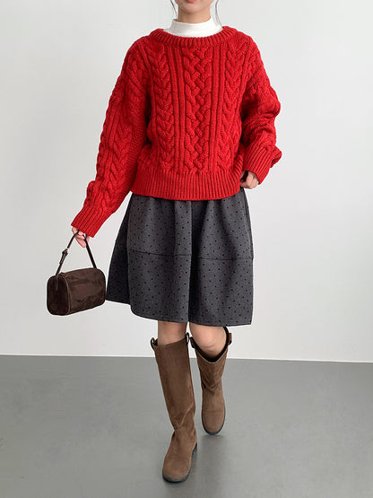 【LD11003】實拍冬季加厚麻花長袖圓領毛衣251110