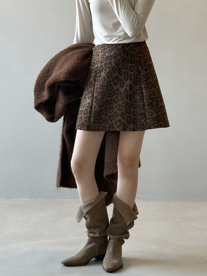 【Y82656】實拍美式復古豹紋A字裙(內有安全褲）251016