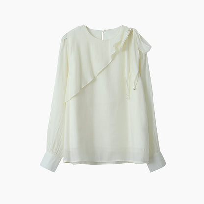 【LD3290】實拍法式釘珠蝴蝶結天絲雪紡襯衫251103