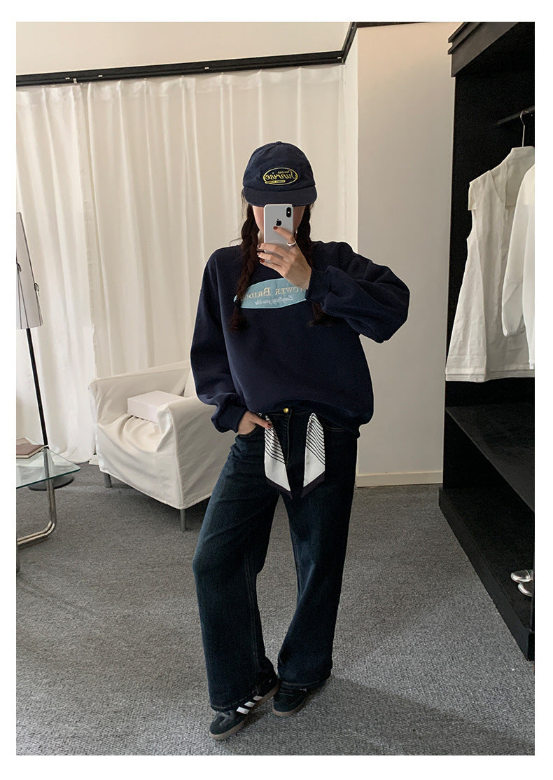 【H5478】實拍秋冬韓國質感刺繡棉質舒適衞衣251109