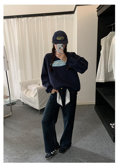 【H5478】實拍秋冬韓國質感刺繡棉質舒適衞衣251109